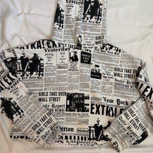 Black and White Newspaper Print Hoodie